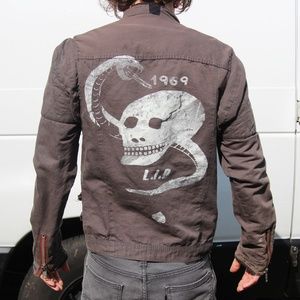 Paul Smith RED EAR Gray Skull Bomber Jacket Small